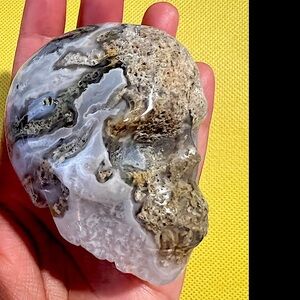 MOSS AGATE SKULL CARVING